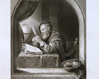 Antique Print of The Writing Master - Published in 1880