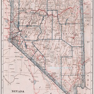 Ancienne carte du Nevada - Publiée en 1921