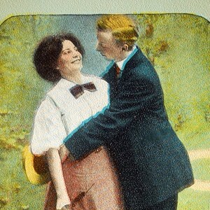 Frühe 1900er Jahre Lustig und Romantische Postkarte. Willst du mich heiraten? Warum ich Dich erst gestern getroffen habe. Ich weiß, aber ich bleibe nur eine Woche hier.