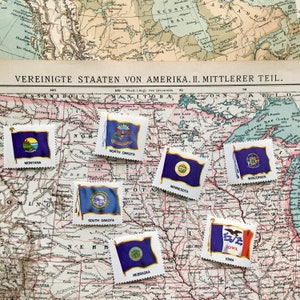 Carte ancienne de 1897, partie centrale des États-Unis/États-Unis Montana N/S Dakota Wyoming Nebraska Colorado Kansas Nouveau-Mexique Texas Iowa Wisconsin