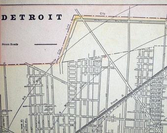 Antique Map of Detroit - 1891 City Map