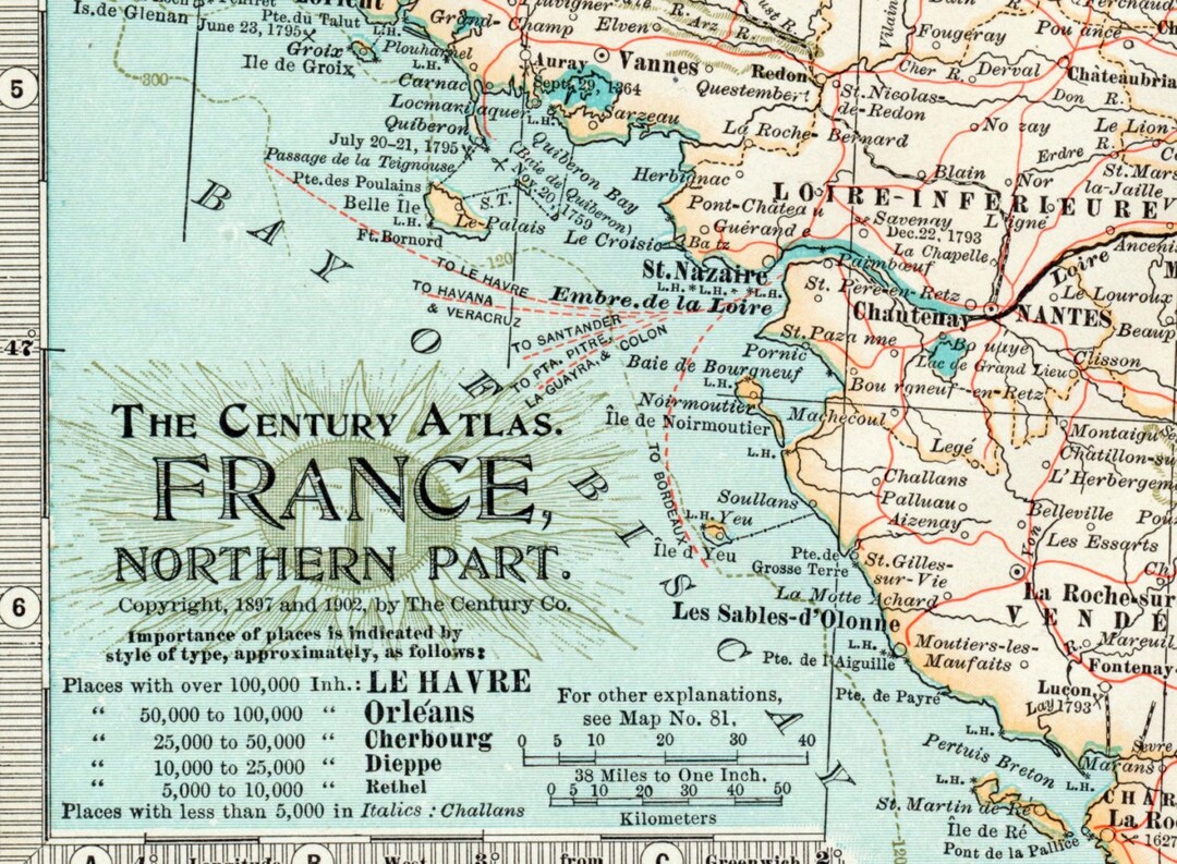 1902 北フランスのアンティーク地図 - パリの挿入図 - アンティーク