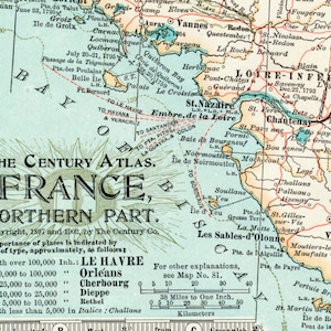 1902 Antike Karte von Nordfrankreich - Einschub von Paris - Antike Frankreich-Karte (Norden) - Jahrhundert Atlas - Frankreich Antike Landkarte