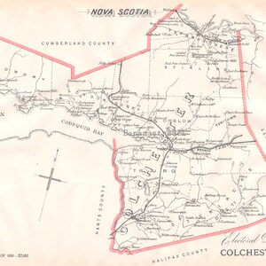 Ancienne carte de Colchester, Nouvelle-Écosse - Carte électorale de 1895 - Truro - Pictou - Stewiacke - Five Islands - It's Where You Live
