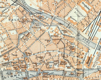 1897年製チューリッヒ（スイス）のアンティーク地図 - ヴィンテージ
