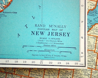 1937 Vintage Map of New Jersey - Vintage New Jersey Map - New Jersey Vintage Map