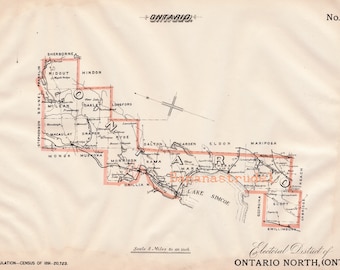 Antique Map of Ontario North, Ontario - 1895 Electoral Map - Bracebridge - Muskoka Falls - Severn Bridge - It's Where You Live Series