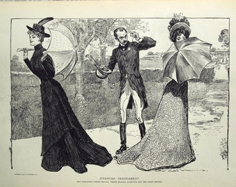 Gibson Girl - Decisions, Decisions  - Humorous 1907 Antique Charles Dana Gibson Print