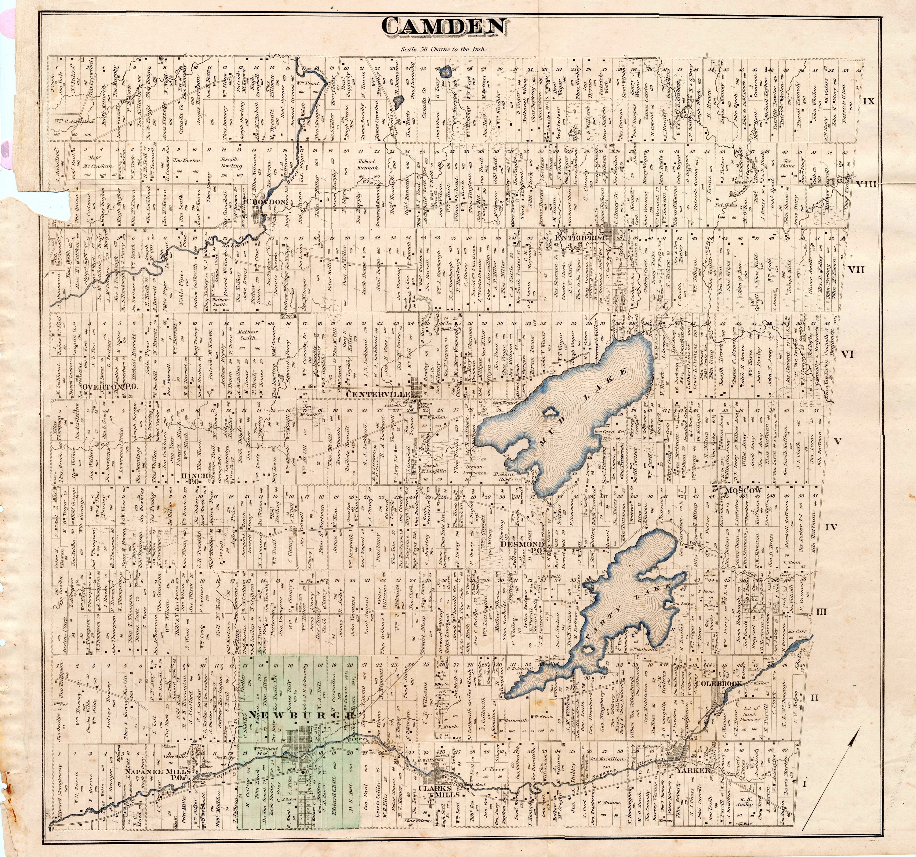 Stone Mills Township Map 1878 Antique Map Of Camden Township Ontario Lennox And | Etsy