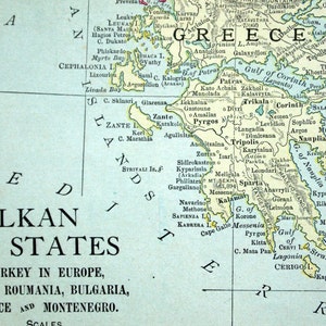 1913 Antike Karte der Balkanstaaten - Alte Karte der Balkanstaaten - Einschub des Bosporus