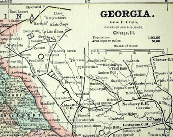 Antique Map of Georgia - Georgia Antique Map - Published 1888