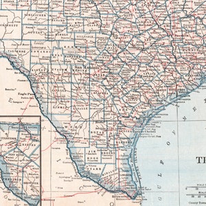 1917 Antique Map of Texas