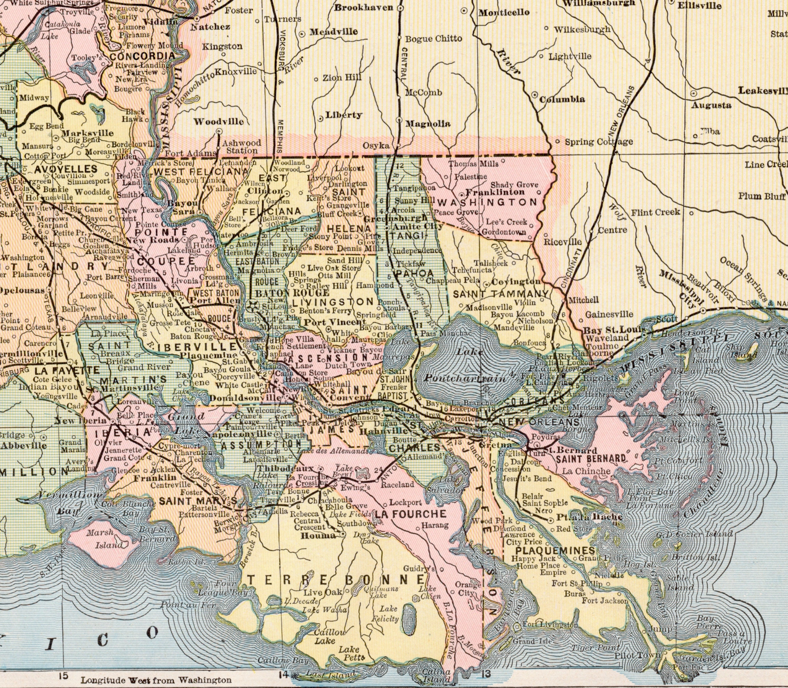 Vintage Map of Louisiana 1855 by Ted's Vintage Art
