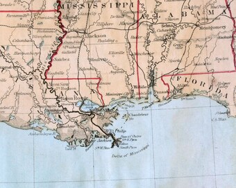 1866年版 アメリカ合衆国湾岸諸州のアンティーク地図 - アメリカ合衆国