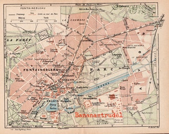 1929年製、フランス、フォンテーヌブローのアンティーク地図 - Etsy 日本
