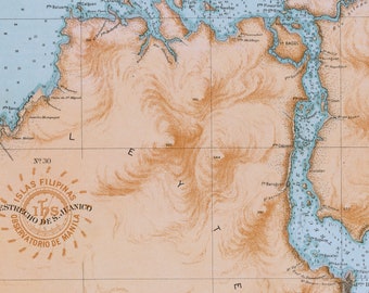 1900 Rare Antique Map of the San Juanico Strait, Visayas, Philippines - Samar - Leyte - Tacloban - Map 30