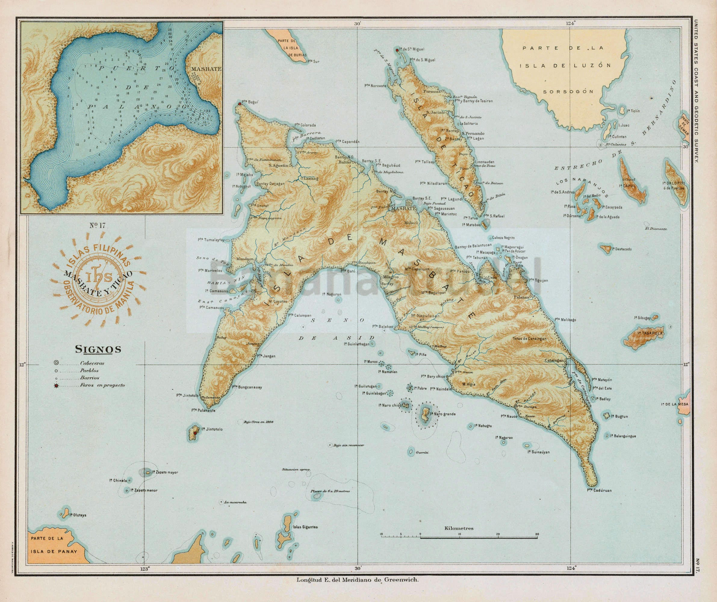 Map Of Masbate Province 1900 Rare Antique Map Of Masbate And Ticao Philippines Map | Etsy