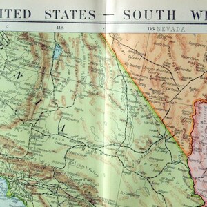 1920 Très grande carte ancienne des États-Unis (Sud-Ouest)