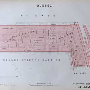 Carte ancienne de Saint-Jacques-de-Compostelle, Québec, Canada - Carte électorale vintage de 1915 - Série It's Where You Live - Député