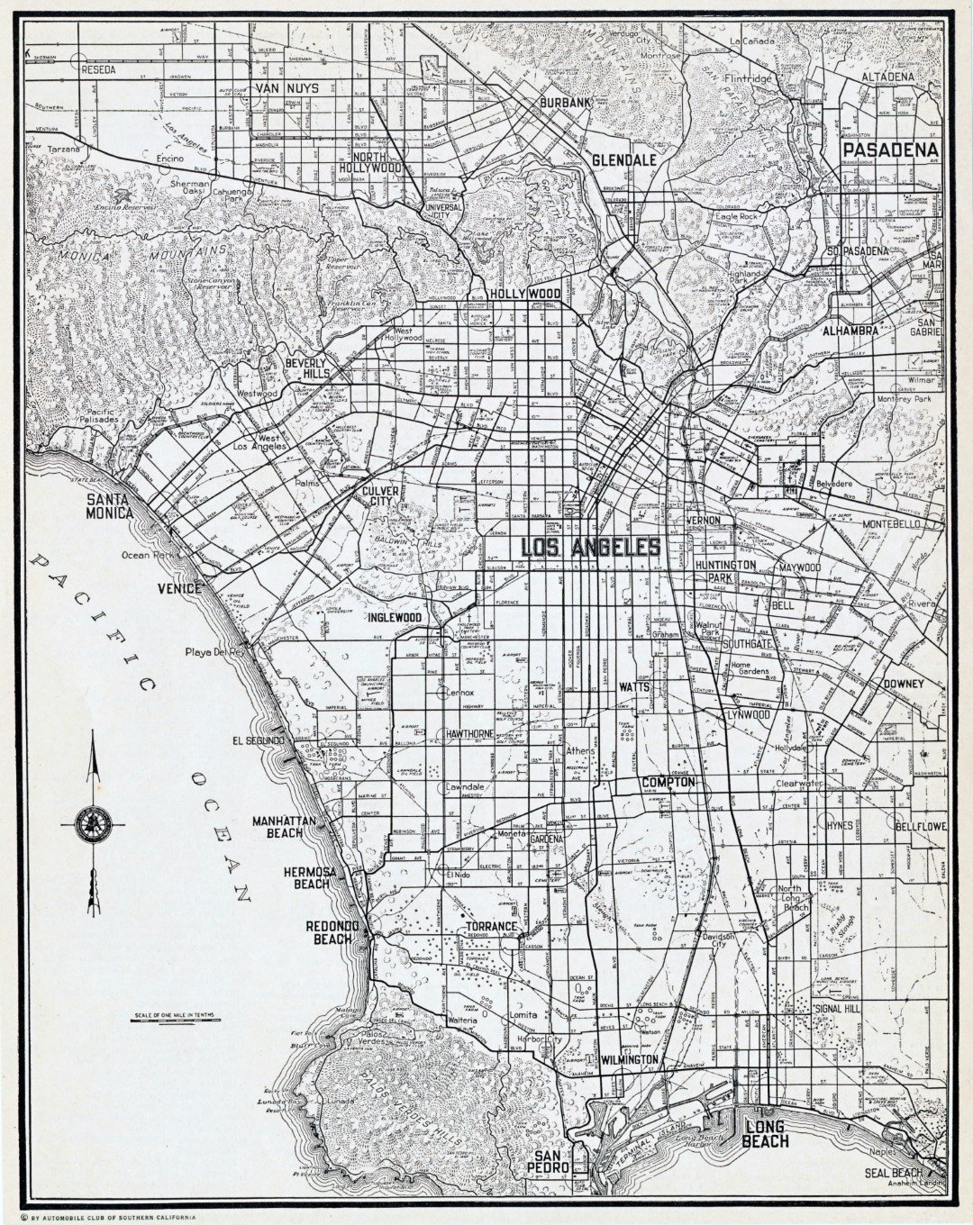 Map of Los Angeles LA Calforna (CA), 1888. Vntage Restoraton