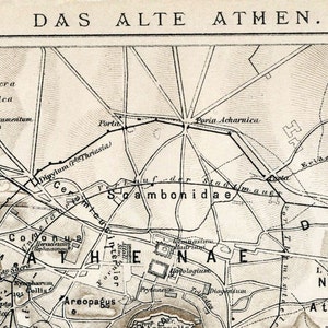Antike Karte des alten Athen, Griechenland - Publiziert 1897