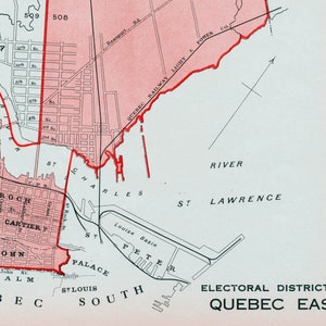 1915 Antike Karte des Wahlkreises Oudbec East, Quebec - Jacques Cartier - Hier leben Sie - LDN