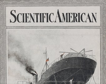 1918 Antique Scientific American Cover - Ship Repair - World War I - Dated August 24, 1918 - Honolulu