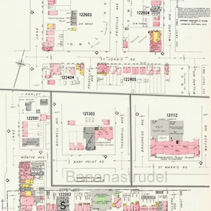 Carte vintage 1964 d'Etobicoke - Toronto - Insurance Maps - Baby Point Road - Thornhill Ave. - Feuilles 1204-2 et 1204-3