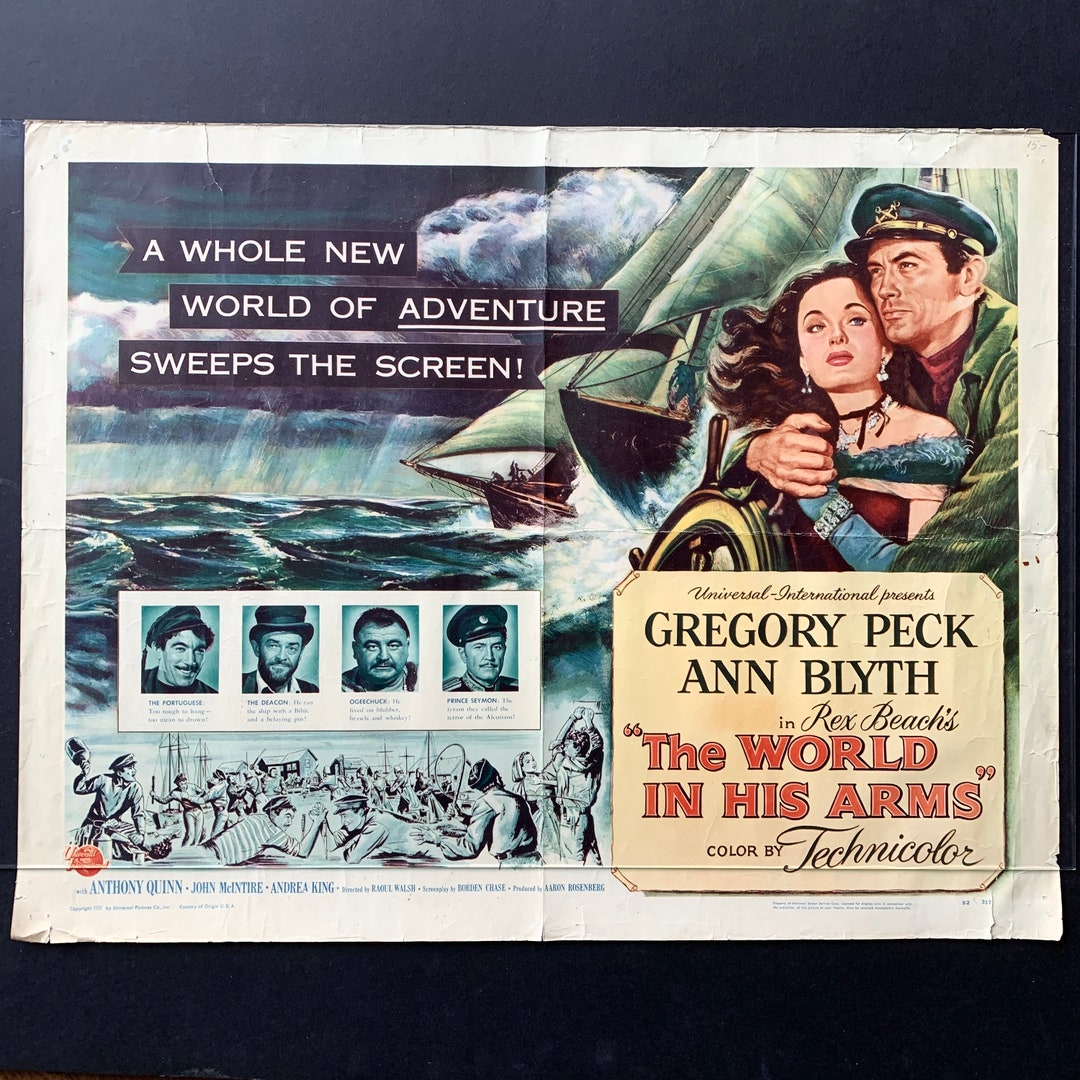 1952 Vintage Movie Poster the World in His Arms Gregory Peck Ann