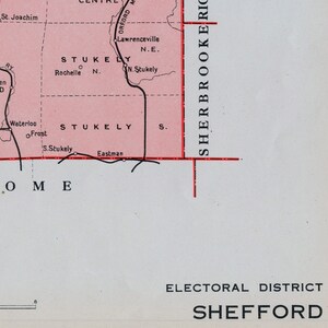 Ancienne carte de Shefford, Québec, Canada - Carte électorale vintage de 1915 - Série It's Where You Live - LDN