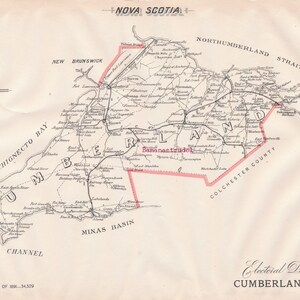 Ancienne carte de Cumberland, Nouvelle-Écosse - Carte électorale de 1895 - C'est là où vous habitez
