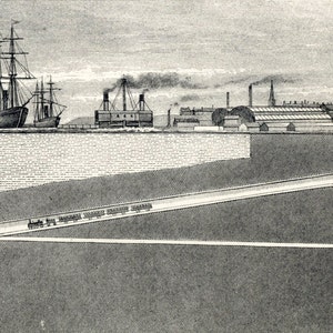 Antique Print of the Tunnel under the Mersey at Liverpool, the UK
