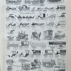 1898-1904 馬車のアンティークフランス版画
