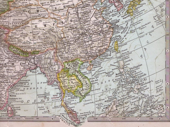 1902年製アジア古地図 - 中央アジア - シベリア - 古地図アジア