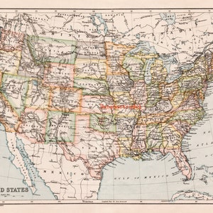 Ancienne carte des États-Unis - env. 1890