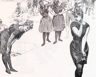 Antique Gibson Girls Print - Her First Appearance in This Costume - Charles Dana Gibson - Published 1906