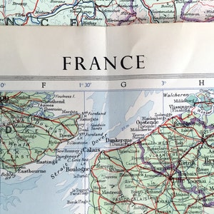 1958 Vintage Map of France - Large Map of France