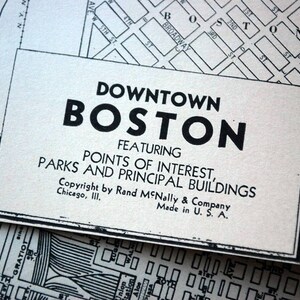 1937 Vintage City Map of Boston, Massachusetts