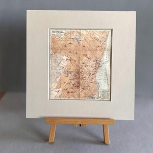 Carte vintage 1900 de Montréal, Québec, Canada - Carte ancienne avec passe-partout 12 x 12