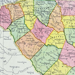 1887 Antique Map of South Carolina