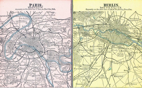19 世紀の世界の主要都市の古地図 - ロンドン - パリ - ベルリン