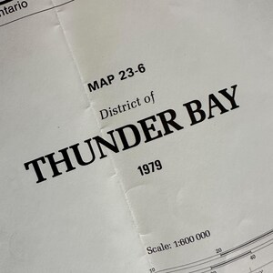 Antike Karte von Thunder Bay - Vintage Karte in Postergröße von 1979 Nipissing - Lake Nipigon - Tile Lake - Beardmore - Red Rock - Pickle Lake