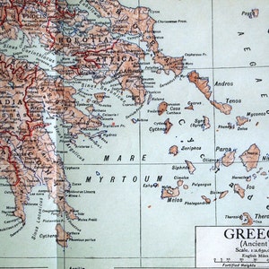 1911 Antike Karte des antiken Griechenlands