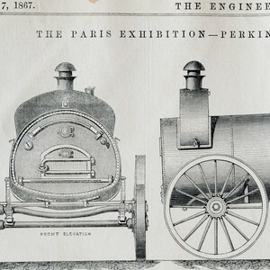 1867 Antique Print of a Portable Oven - Perkins' Portable Oven - Victorian Engineering Print - June 7, 1867