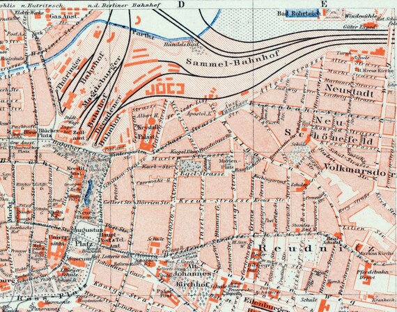 1895 Vintage Map of Leipzig, Germany - Vintage City Map