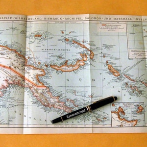 Antike Karte von Papua-Neuguinea - Kaiser-Wilhelm-Land - Bismarck-Archipel - Salomonen-Marshallinseln - 1894