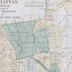 1901 über zwei Fuß lange antike Straßenkarte von Manhattan - New York City - Bronx