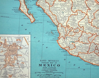 1937 Vintage Map of Mexico