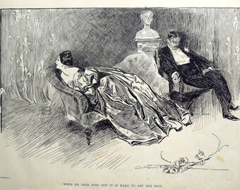 Gibson Girl - Hard to Get Love Back - Humorous 1906 Antique Charles Dana Gibson Print - LDN