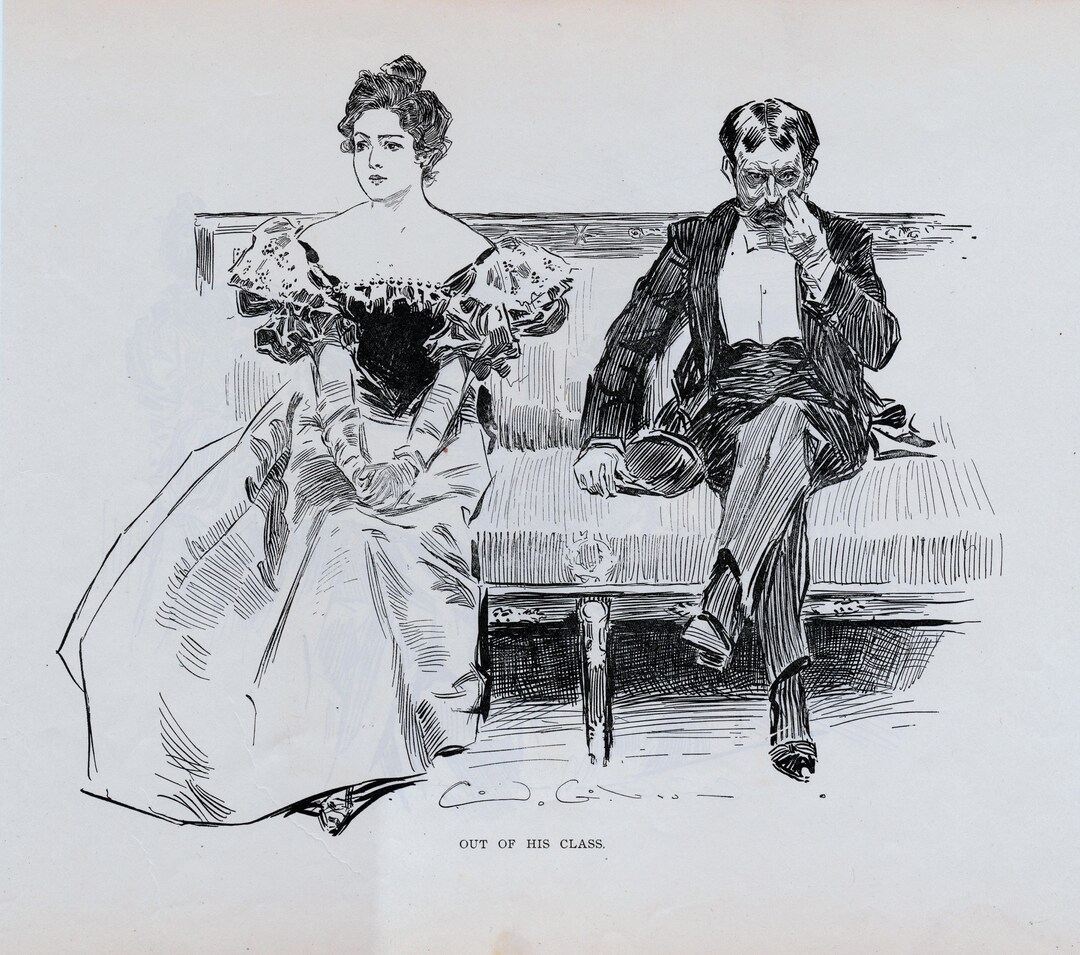 Gibson Girl Out of His Class 1906 Antique Charles Dana Gibson Print - Etsy